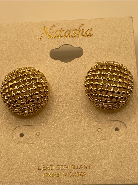 Natasha Couture Jewelry - Natasha Couture Gold Textured Dome Stud Earrings